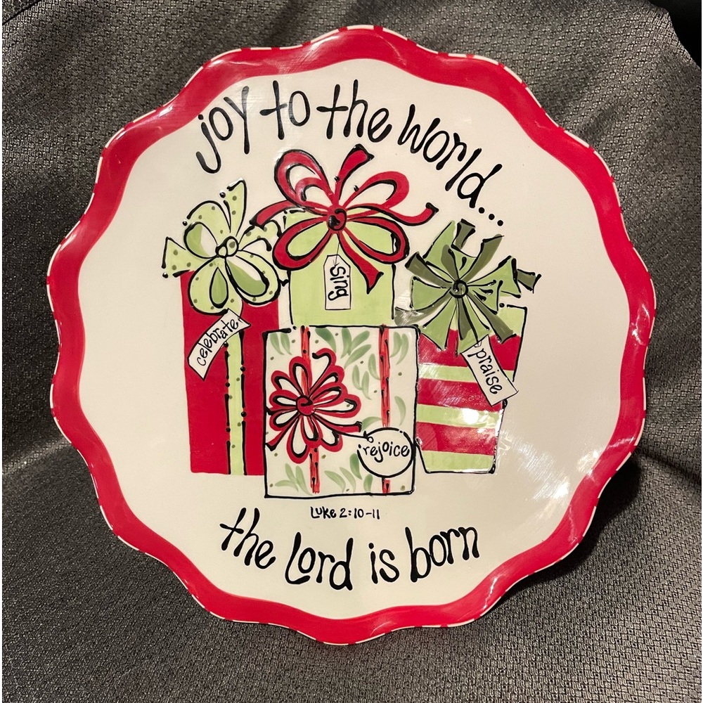 Burton and Burton Christmas cake plate.  Joy to the world.